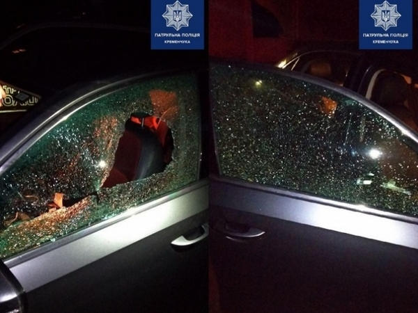 В Кременчуге неизвестные разбили стекло авто