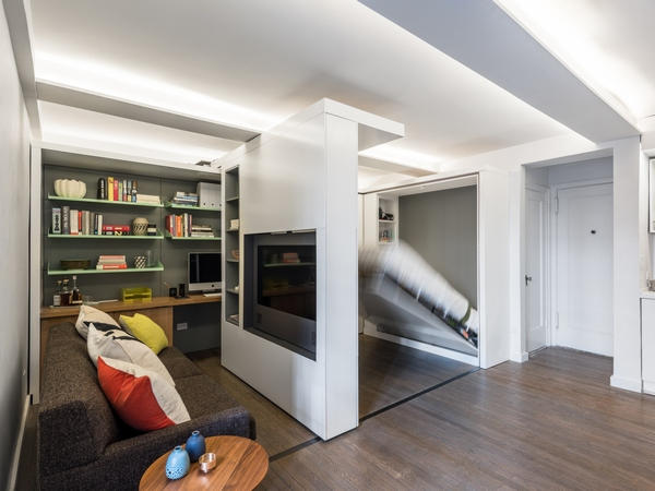 Mažas vieno kambario butas interjeras