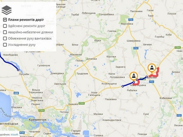 Дорога из Полтавы на Кременчуг закрыта на ремонт: схема объезда