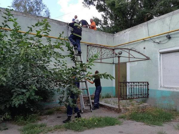 Кременчугские спасатели снимали с крыши магазина неадекватного мужчину