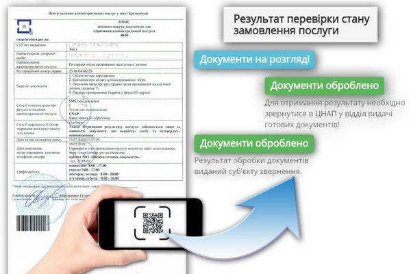 В Кременчугском ЦПАУ состояние заказа услуги можно проверить по QR-коду