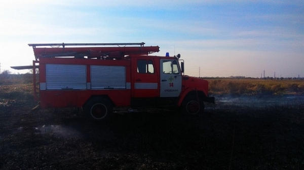 В Кременчугом районе на открытой местности горели камыш и сухая растительность