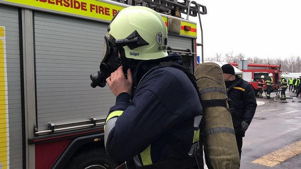 Кременчугские спасатели отработали действия в результате пожара в одном из гипермаркетов
