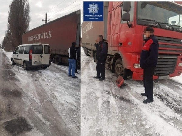 В Кременчуге автомобиль врезался в припаркованный грузовик