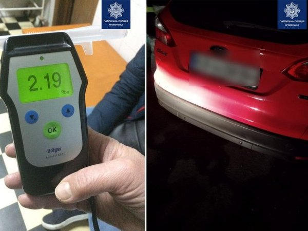 В Кременчуге полиция задержала водителя-нарушителя, который оказался пьяным