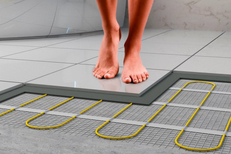 тепла підлога електрична під плитку у ванній кімнаті